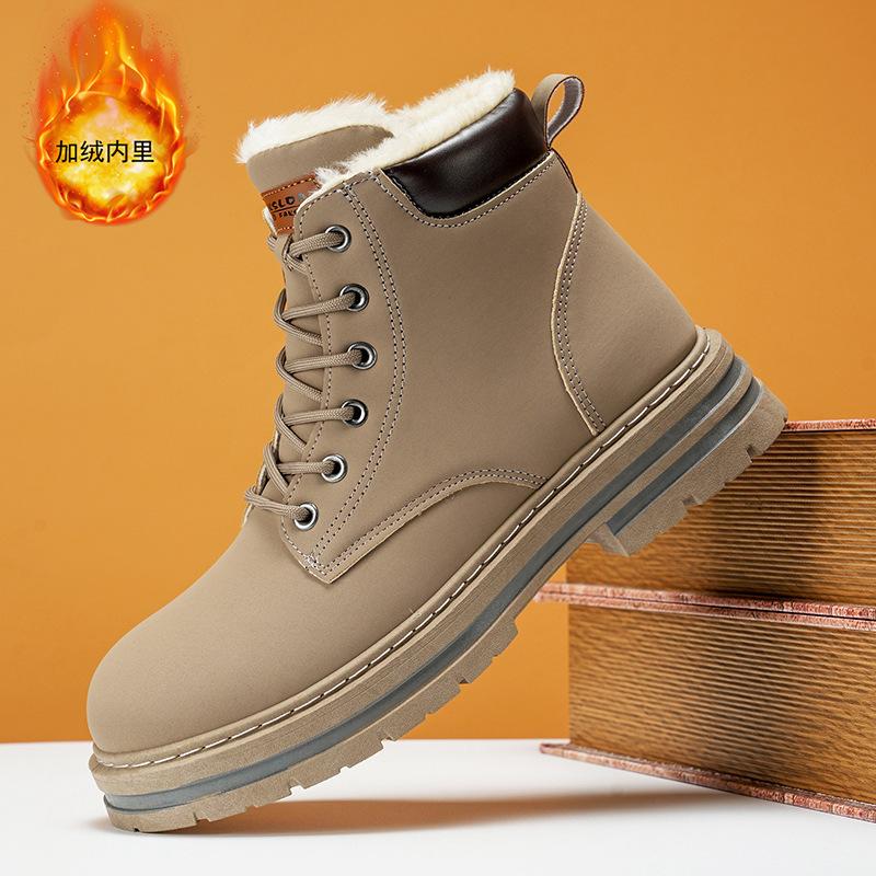 2024 зимняя новая мужская обувь теплые ботинки Martin с набивным рисунком утолщенные кожаные ботинки повседневные универсальные туфли на платформе из хлопка