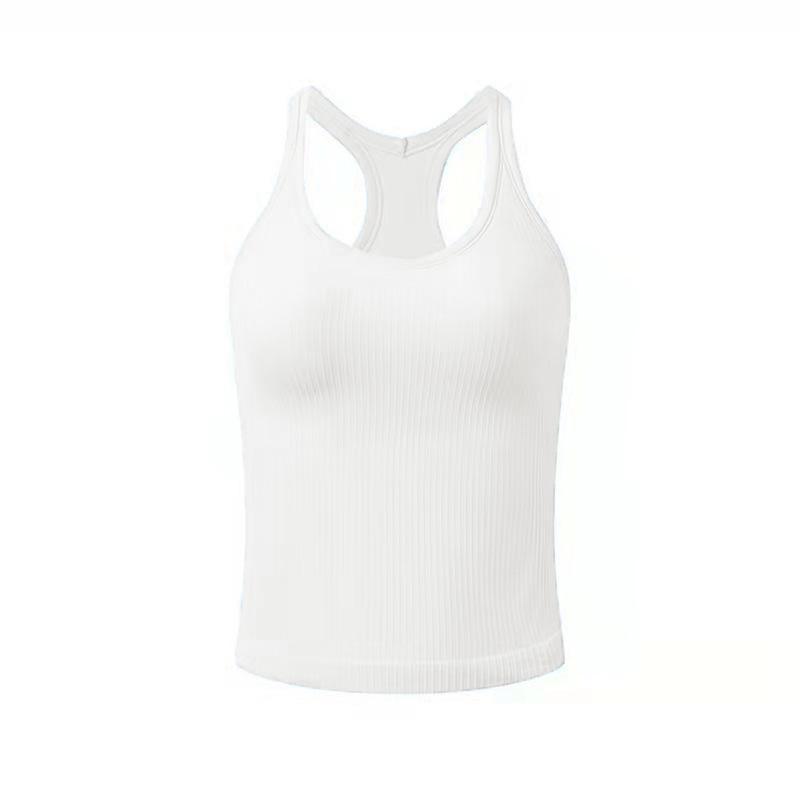 Короткая майка с подушкой для груди для бега, фитнеса, классическое платье для занятий йогой, дышащий быстросохнущий топ с нитью