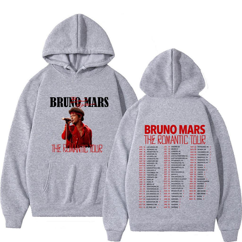 Худи с принтом Bruno Mars The Romantic Tour Мужская Женская Хип-хоп Свитшоты Длинный Рукав Готический Панк Пуловеры