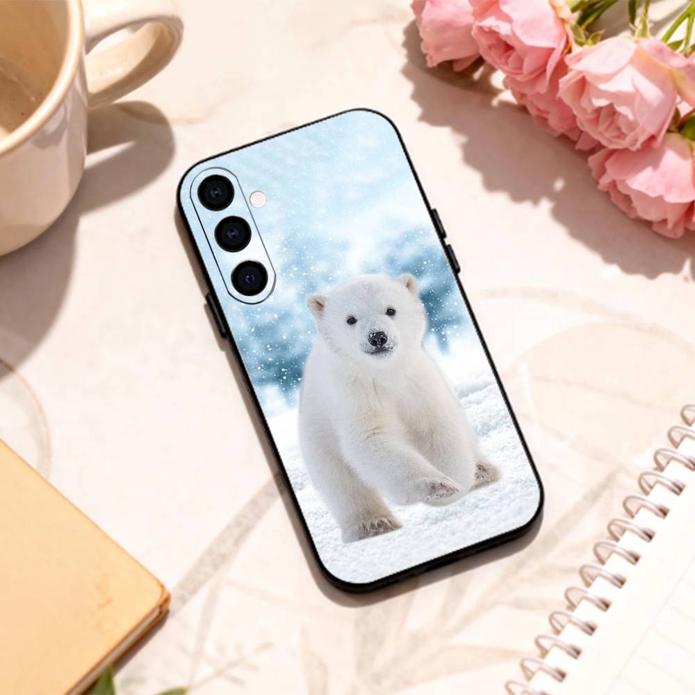 Chonky P-Polar bear phone Case For Samsung Galaxy A73,A72,A71,A70,A53,A52,A51,Others Soft Black Shell