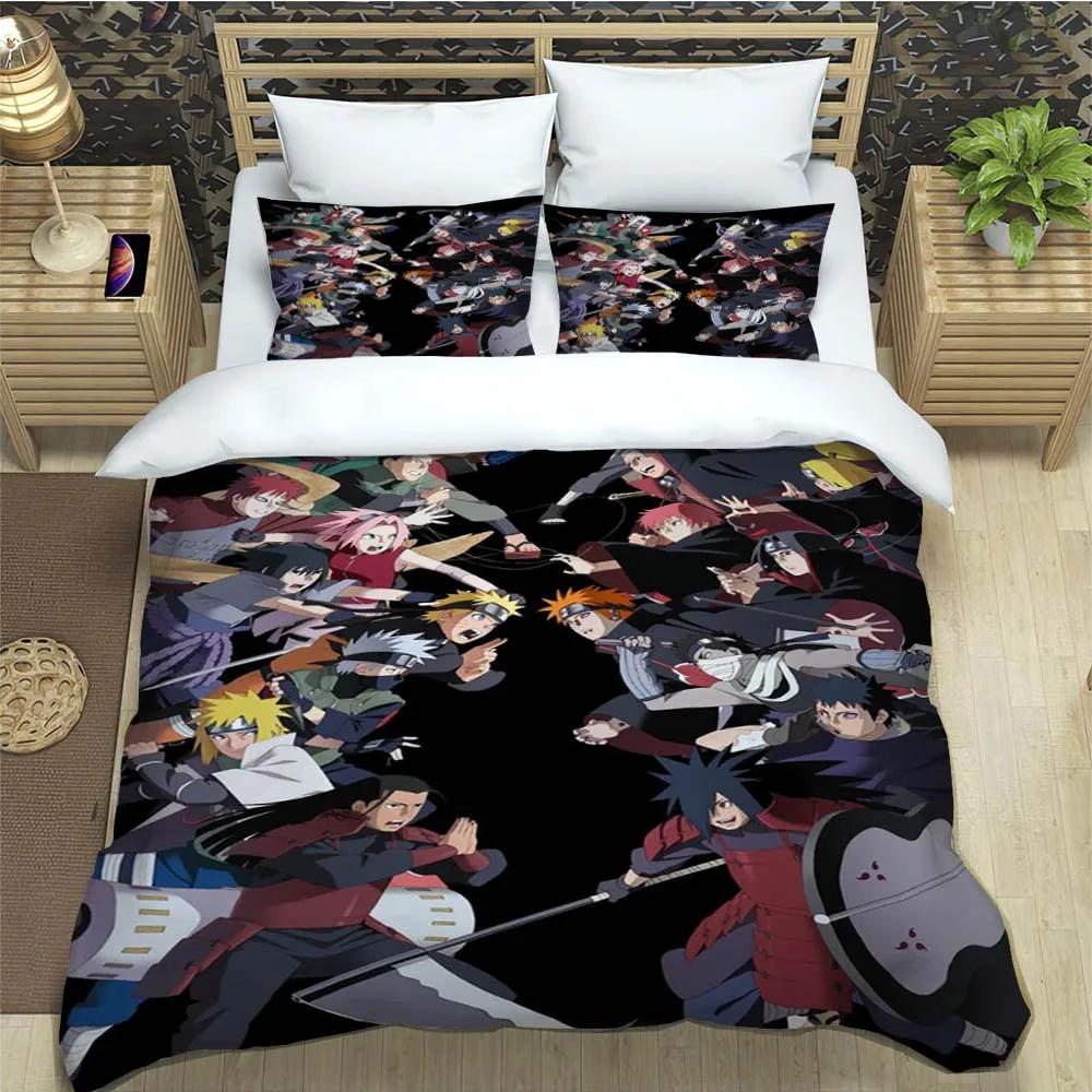 Мультяшные N-Наруто Комплекты постельного белья Изысканный Набор постельных принадлежностей Пододеяльник Комплект одеяла Комплект постельного белья Роскошный Подарок на день рождения
