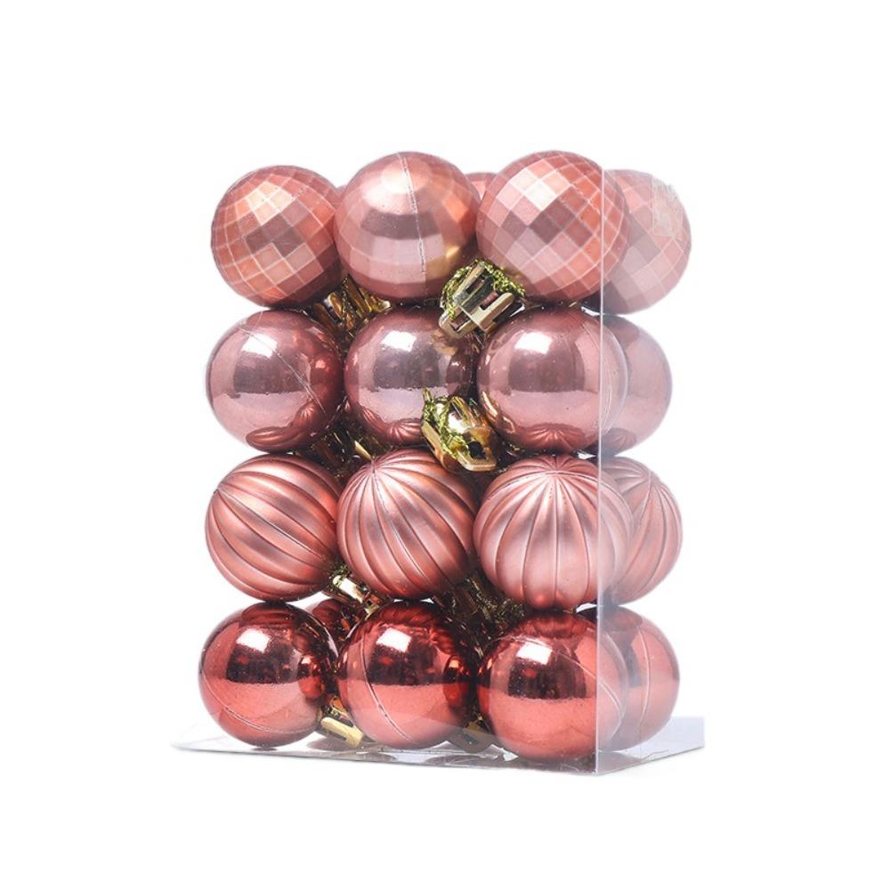 24pcs Crafts 3cm Christmas Ball Set Creative Waterproof Christmas Tree Pendant Delicate Painted Hanging Ornament Room