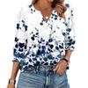 Women's Fashion Casual 3/4 Sleeve Print Shirt Women's V-Neck Tops
