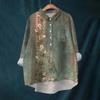 Women's Shirt Blouse Long-sleeved With Buttons Print Casual Hem Irregular Shirt Collar Top