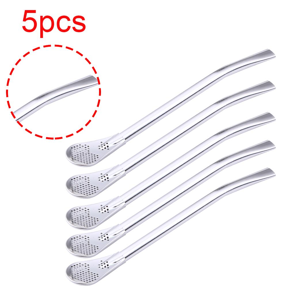 Drinking Straw Filter Handmade Stainless Steel Drinking Straw Spoon Tea Filter Grass Matte Tea Straws Bulb Pumpkin Reusable Tea
