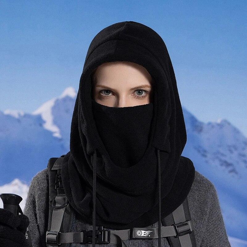 Флисовая Балаклава, зимняя лыжная ветрозащитная кепка, уличная велосипедная кепка, мужская шапка с капюшоном, женская плюшевая теплая шапка