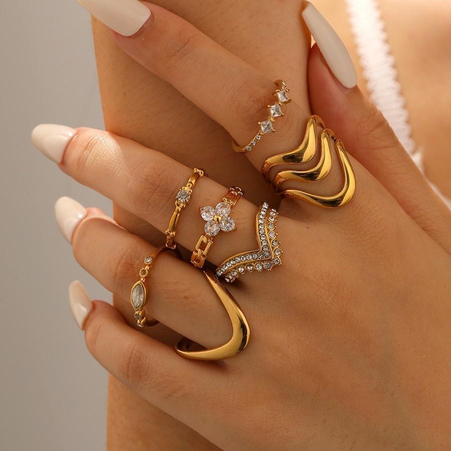 Геометрическое регулируемое кольцо из нержавеющей стали с бриллиантами для женщин и современная мода