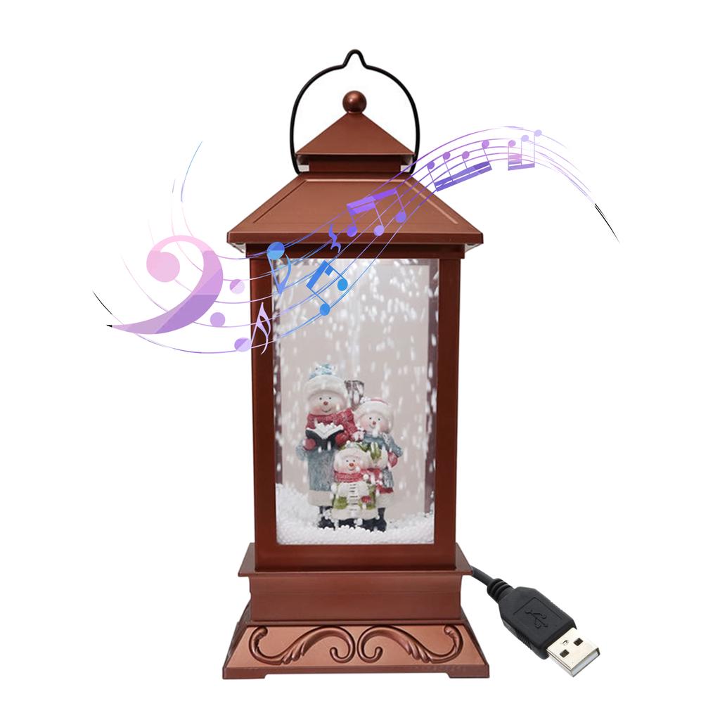 Рождественский музыкальный снежный фонарь с USB-подключением и питанием от батареек, светодиодная гирлянда, лампа Санта-Клауса
