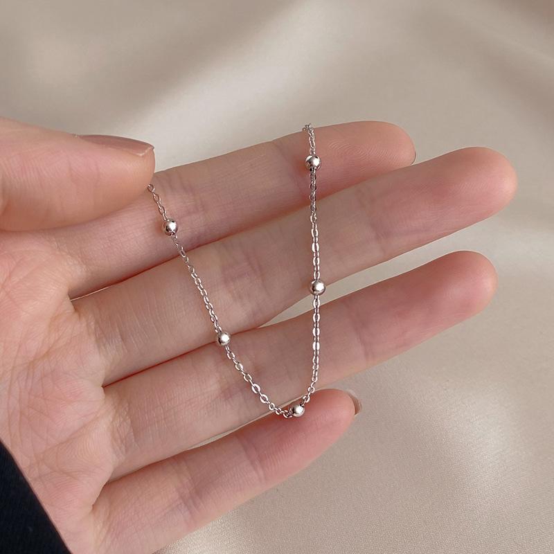 925 Sterling Silver Round Beads Bracelet Small Cute Accessories Female Simple Personality Exquisite Bracelet Student Jewelry