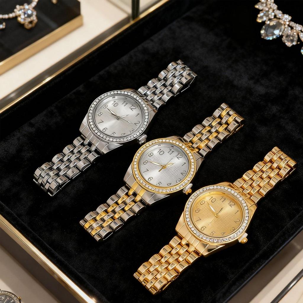 Супер Горячие Продажи Роскошные Женские Часы Кварцевые Золотые из Нержавеющей Стали Маленький Циферблат Римские Цифры Золотой Шарм Платье Модные Часы