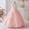 Flower Girl Princess Dress For Weddings Summer Kid Formal Bow Long Gown For School Evening Party Children New Year Cloth LP662