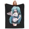 Hatsune Miku Funny Art Blanket Warm Soft Novelty Plush Bedding Throws For Bedroom Camping Flannel Bedspread Bed Cover