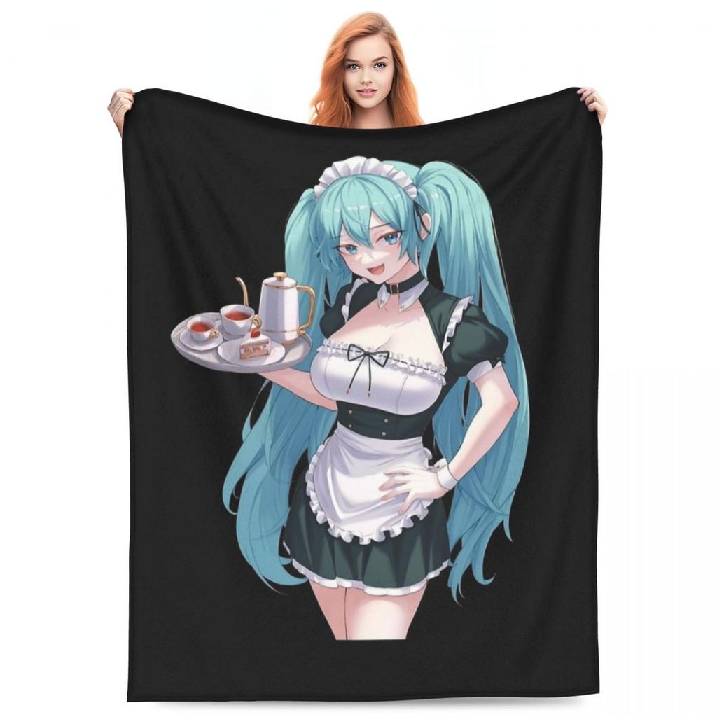 Hatsune Miku Funny Art Blanket Warm Soft Novelty Plush Bedding Throws For Bedroom Camping Flannel Bedspread Bed Cover