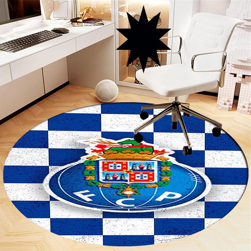 FC Porto Printed Round Rug Carpet Chair Rug Area Rug Entryway Doormats,for Office Chair Living Room Bedroom Kitchen Room.