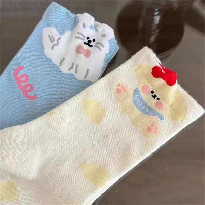 Мультяшные милые животные панда щенок кролик кошка допамин носки мягкие удобные хлопковые носки девчачьи универсальные носки до середины икры подарок