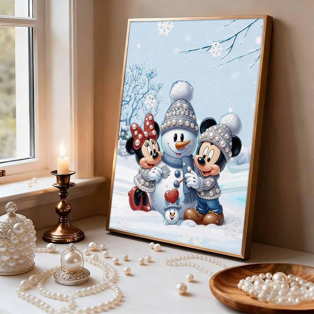 Disney Микки Минни Снеговик 5D DIY Набор для рисования жемчужной мозаикой Рождественская Зимняя Сцена со Снеговиком Вышивка Пазл Вышивка крестом Домашний Декор