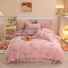 Warm Winter Antistatic Thick Duvet Cover Microfiber Quilt Cover Coral Fleece Queen King Size Double Sided Velvet Bedding Set