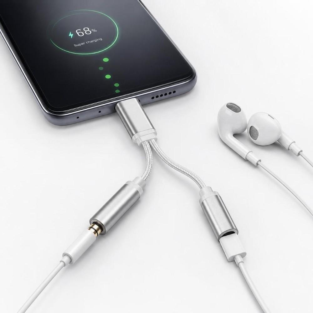 Аудиоадаптер USB C на 3,5 мм Type C, штекер-гнездо, аудиоконвертер, разъем 3,5 мм
