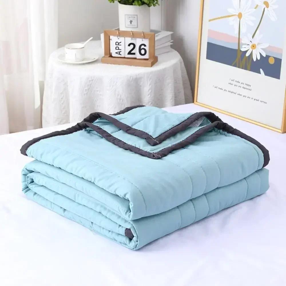 Washed Cotton Summer Cool Blanket, Solid Color Air Conditioner, Washable, Single Student, Child, Adult Summer Blanket Edredon