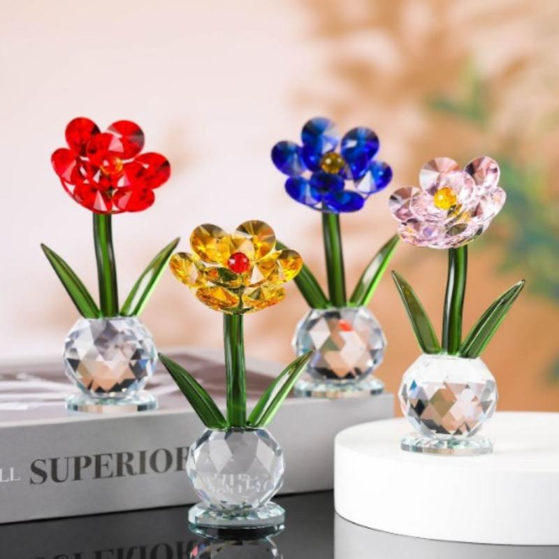 Розовый бриллиант Подсолнух Кристалл Статуэтки оригинальный Дом Роскошь Ремесла креативный Рабочий стол Украшения Подарки Эстетика Спальня Диван Рядом Миниатюры