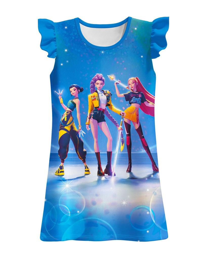 Girls Summer Dress Demon Hunter Pop Princess Kids Dress