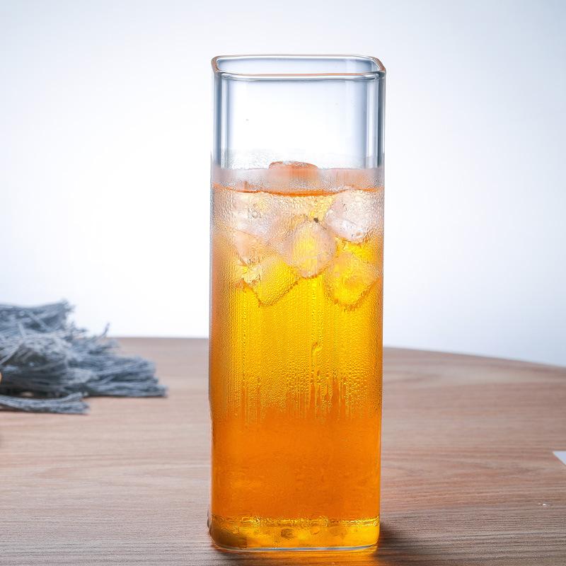 Square Simple Glass Cup Transparent Cold Drink Large-capacity Milk Juice Tea Drink Water Mousse Cups Wine Glass Beer Coffee Mug