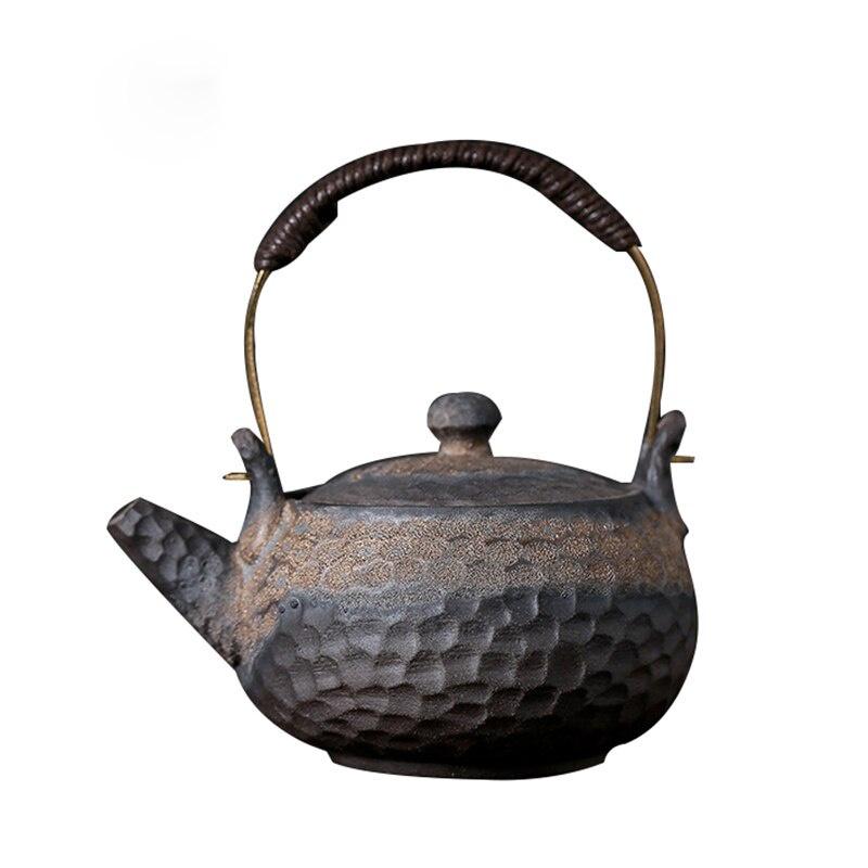 230ml Japanese Style Gilded Ceramic Teapot with Handle Vintage Kung Fu Tea Set