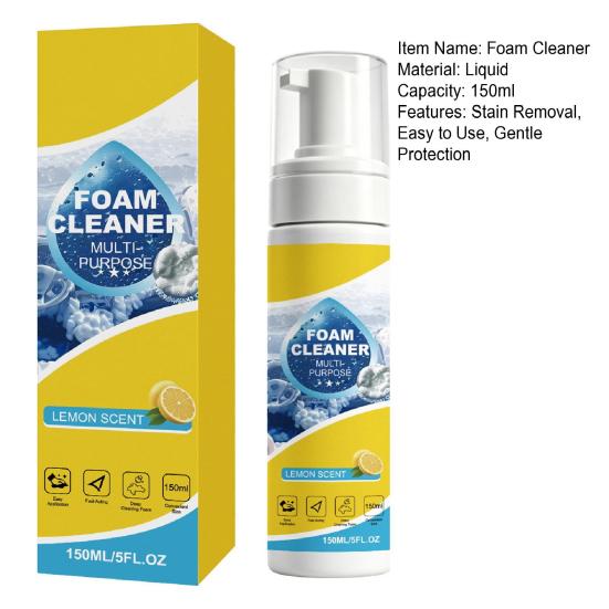 Foam Cleaner for Car Interior, Multi-Purpose Auto Leather Seat Care Kit, Effective Stain Remover with Fresh Scent