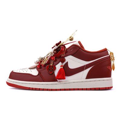 Air Jordan 1 Устойчивые к истиранию Низкие Винтажные Баскетбольные Кроссовки Унисекс Темно-красные FJ3459-160(Команда529-)
