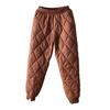 Women Winter Pants High Elastic Waist Thick Padded Solid Color Loose Soft Ankle-banded Casual Pockets Lightweight Lady Down Trousers