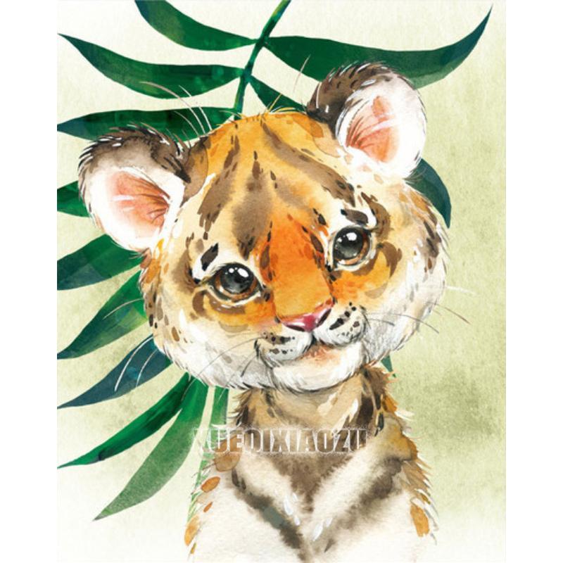 Мультяшное Животное Алмазная Живопись Растительный Лист Лев Зебра Жираф Слон Алмазная Вышивка Крестиком Подарок для Малышей Детей Домашний Декор