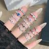 Geometric light luxury, high-end sense, thin ring, personalized opening ring, Japan and South Korea cross-border simple micro-inlaid four-leaf