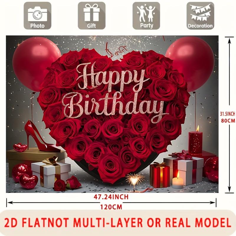 Party Backdrop Happy Birthday Birthday Red Black Photo Booth Background Wall Decor