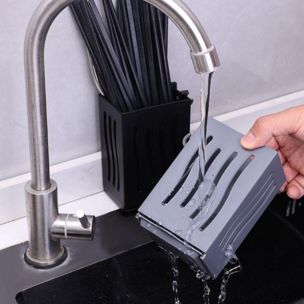Wall-Mounted Chopstick Holder Draining Spoon Fork Storage Rack Durable Tableware Organizer