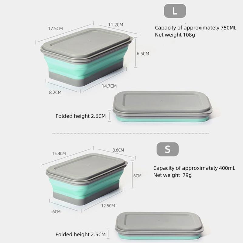 2 шт./набор силиконовых ланч-боксов, складная коробка для пикника, квадратная салатница, многоцелевая дорожная складная коробка для хранения продуктов с крышкой