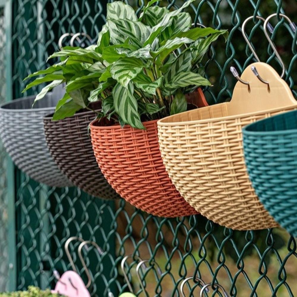 Plastic Rattan Weaving Hanging Flowerpot Wear-resistant Wall Flower Pot Flower Shop