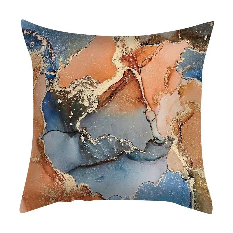 Чехол для подушки с мраморной текстурой, фиолетовая цветная полосатая наволочка с принтом в виде скалы, декор для гостиной и дома