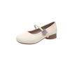 Mary Jane Shoes Women's Thick Heel Single Shoes Spring and Summer 2024 New French Gentle Matching Skirt Light Mouth Soft Sole Beanie Shoes