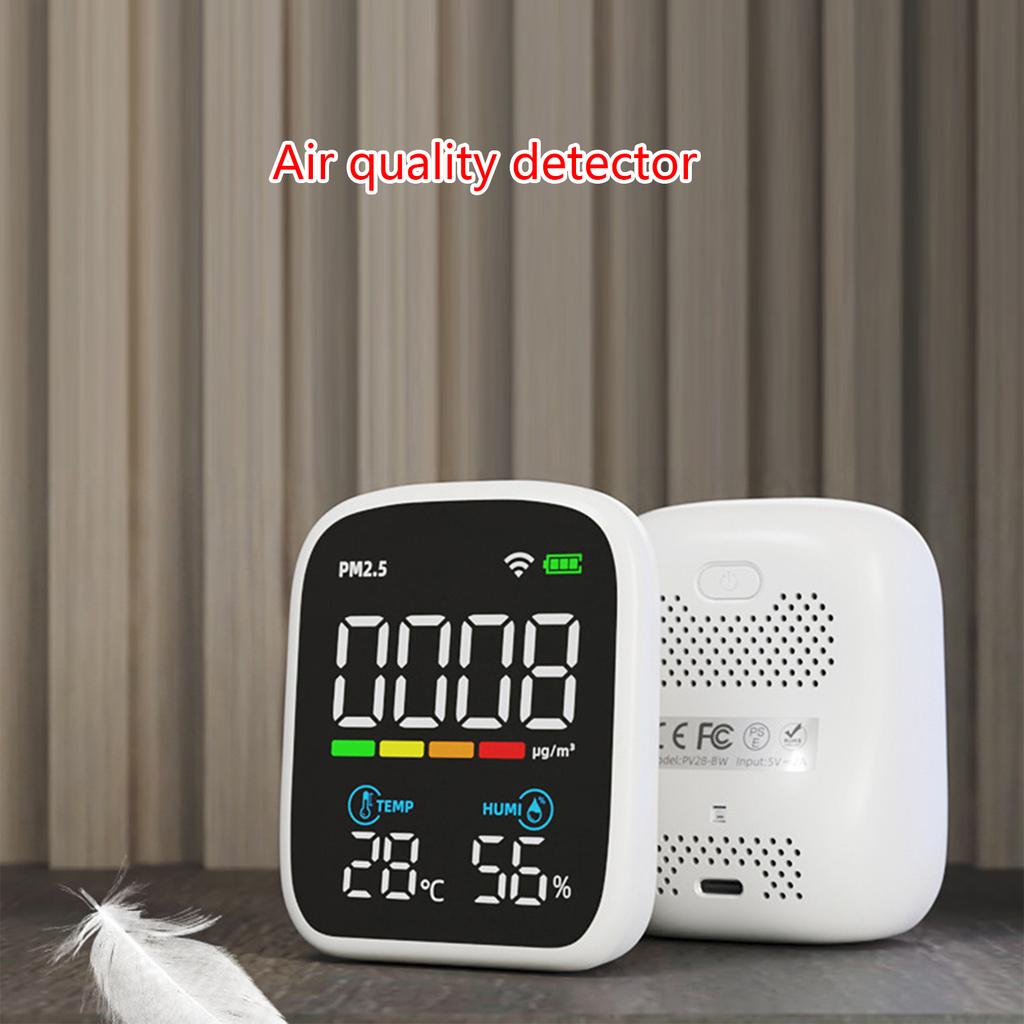 Portable Air Quality Monitor Temperature Humidity Sensor Tester PM2.5 Meter Built-in Lithium-battery for Office Home