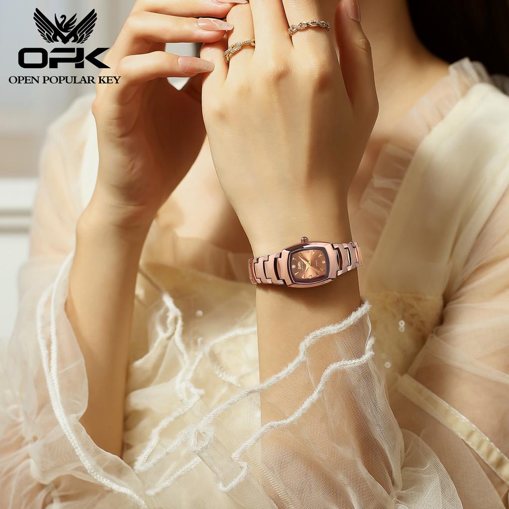OPK 8112 Ladies Watch Original Quartz Brand Simple Fashion Quartz Watch Waterproof Square Watch Stainless Steel Luminous Watch
