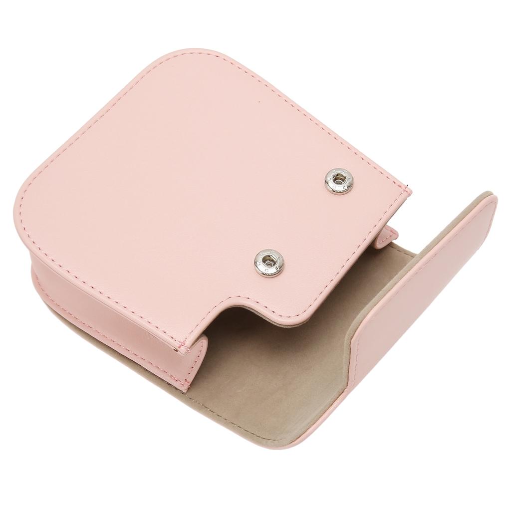 Protective Camera Case PU Leather Pure Color Camera Carrying Bag with Adjustable Strap for Camping Travel Pink