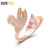 Crystals Rings For Woman Fashion Jewelry High Quality Zircon Rose Gold Silver Little Swan Open Ring