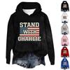 Women's Hooded Long Sleeve Printed Flannel Top Hooded Sweatshirt