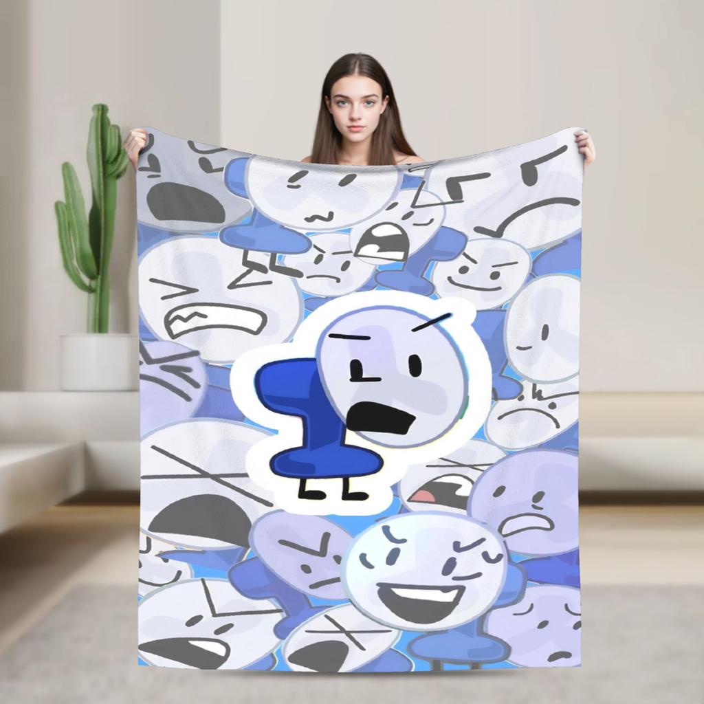 Cute Fan BFDI Animated Blankets Wool Funny Warm Throw Blanket for Chair Covering Sofa Autumn/Winter