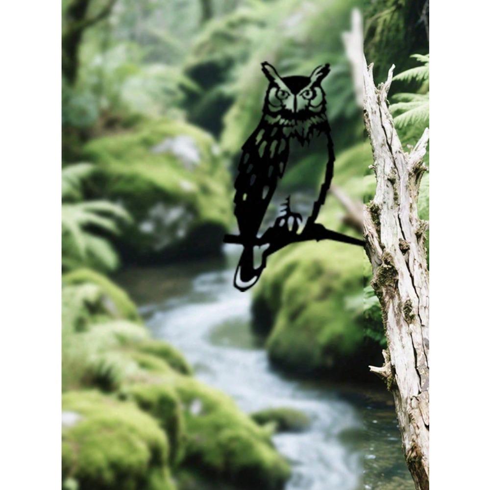Wrought Iron Owl Sculpture Outdoor Weatherproof Garden Statue Patio Lawn Ornament Yard Art Wildlife Decor