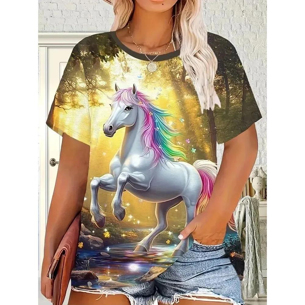Женская футболка с 3D-принтом, повседневная, с коротким рукавом, с круглым вырезом, модный уличный женский топ