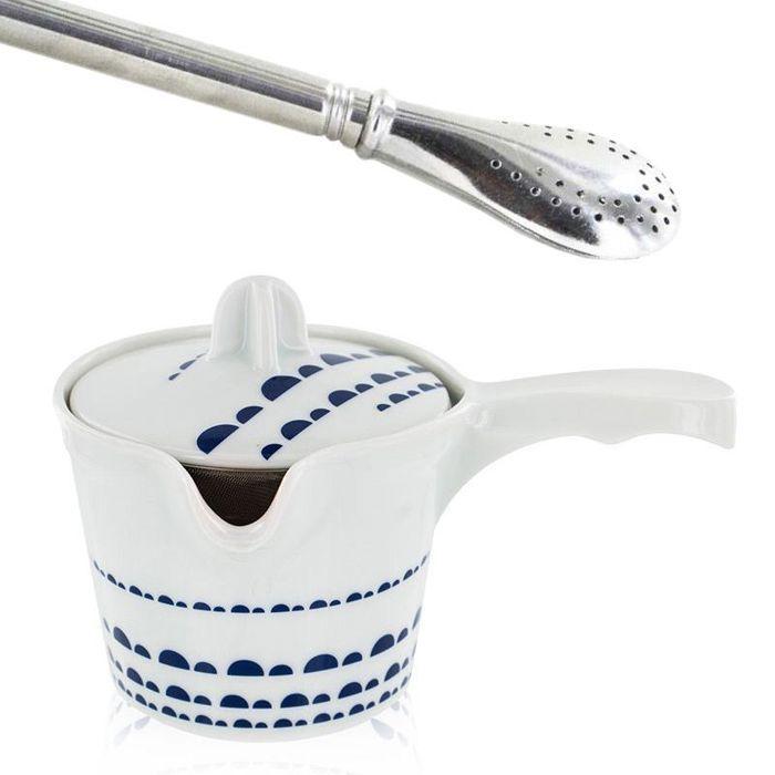 Théière thé vert Kyoto + paille inox avec filtre