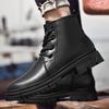 Fashion Male Shoes High Quality Lace-Up Male Business Boots High Top Men Outdoor Walking Shoes Genuine Leather Fashion Men Boots