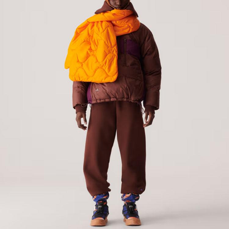 Adidas X Stella McCartney Утепленная зимняя куртка с принтом логотипа и буквами, цветные блоки, длинный рукав, женская куртка красного и коричневого цвета IB5106