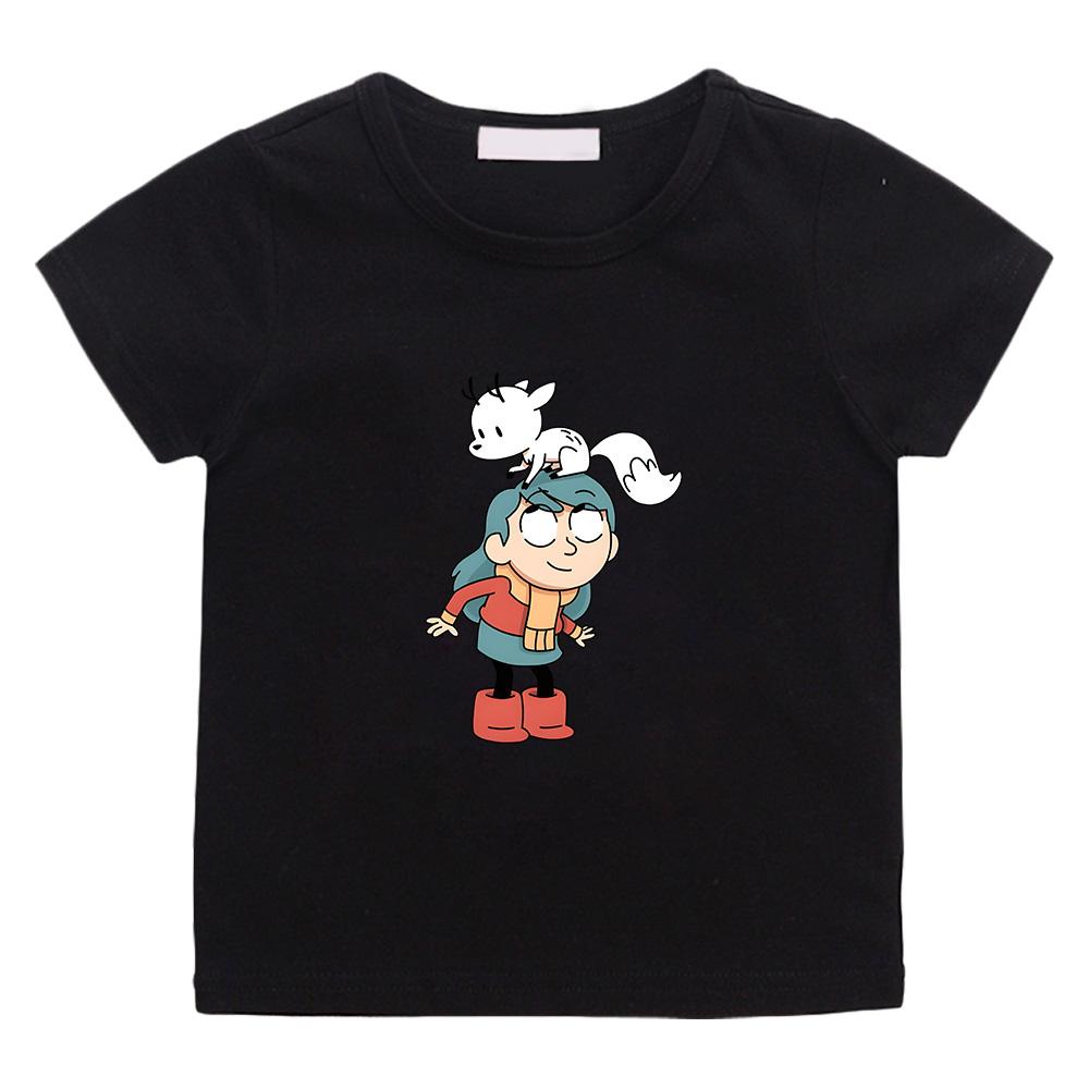 Hilda and Twig Play Together Anime Print Tshirt Cute Girls Boys Kawaii Children Tops Summer Creative Trends Tees Cotton Clothes